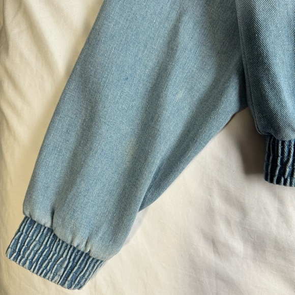 HAUTE MONDE O-Ring Zipper Wash Denim Bomber Jacket Size M - Picture 8 of 13